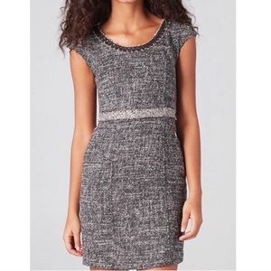 REBECCA TAYLOR wool blend cap sleeve tweed dress